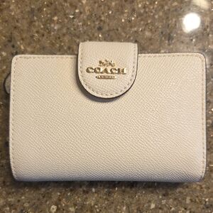 Coach Ivory Leather Wallet with Gold Accent